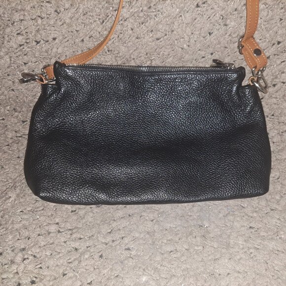 VALENTINA-Italia-Black Pebbled Leather Shoulder/Crossbody-Dbl Zip/Magnet-NM - Picture 3 of 8